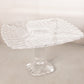 Vintage LE Smith Large Square Clear Glass Trellis Cake Stand