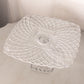 Vintage LE Smith Large Square Clear Glass Trellis Cake Stand