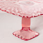 Vintage LE Smith Large Square Pink Glass Trellis Cake Stand