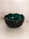 Vintage LE Smith Large Teal Green Glass Quintec Bowl