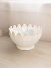 Vintage LE Smith Large White Iridescent Glass Pointed Bowl