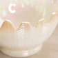 Vintage LE Smith Large White Iridescent Glass Pointed Bowl