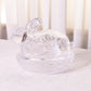Vintage LE Smith Media Clear Glass Lidded Bunny Rabbit Dish