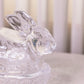 Vintage LE Smith Media Clear Glass Lidded Bunny Rabbit Dish