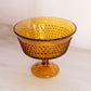 Vintage LE Smith Medium Amber Glass Hobnail Flared Compote
