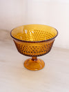 Vintage LE Smith Medium Amber Glass Hobnail Flared Compote
