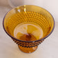 Vintage LE Smith Medium Amber Glass Hobnail Flared Compote