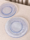 Vintage LE Smith Medium Blue Glass Hobnail Plates (Set of 2)