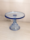 Vintage LE Smith Medium Circular Blue Glass Cake Stand