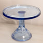 Vintage LE Smith Medium Circular Blue Glass Cake Stand