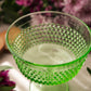 Vintage LE Smith Medium Green Glass Hobnail Flared Compote