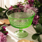 Vintage LE Smith Medium Green Glass Hobnail Flared Compote