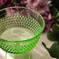 Vintage LE Smith Medium Green Glass Hobnail Flared Compote