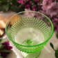 Vintage LE Smith Medium Green Glass Hobnail Flared Compote