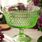 Vintage LE Smith Medium Green Glass Hobnail Flared Compote