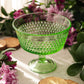 Vintage LE Smith Medium Green Glass Hobnail Flared Compote