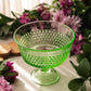 Vintage LE Smith Medium Green Glass Hobnail Flared Compote