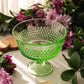 Vintage LE Smith Medium Green Glass Hobnail Flared Compote