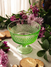 Vintage LE Smith Medium Green Glass Hobnail Flared Compote