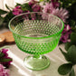 Vintage LE Smith Medium Green Glass Hobnail Flared Compote