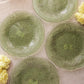 Vintage LE Smith Medium Green Glass Maple Leaf Plates (Set of 4)