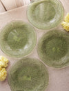 Vintage LE Smith Medium Green Glass Maple Leaf Plates (Set of 4)