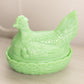 VIntage LE Smith Medium Jadeite Green Glass Hen on Nest Lidded Dish