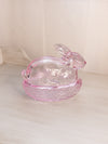 Vintage LE Smith Medium Light Pink Glass Bunny Rabbit Lidded Dish