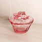 Vintage LE Smith Medium Pink Glass Covered Rose Lidded Dish