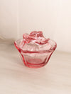 Vintage LE Smith Medium Pink Glass Covered Rose Lidded Dish