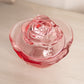 Vintage LE Smith Medium Pink Glass Covered Rose Lidded Dish