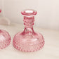 Vintage LE Smith Medium Pink Glass Hobnail Candlesticks (Set of 2)