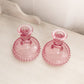Vintage LE Smith Medium Pink Glass Hobnail Candlesticks (Set of 2)
