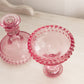 Vintage LE Smith Medium Pink Glass Hobnail Candlesticks (Set of 2)