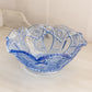 Vintage LE Smith Medium Ruffled Blue Glass Quintec Bowl