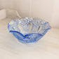 Vintage LE Smith Medium Ruffled Blue Glass Quintec Bowl