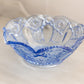 Vintage LE Smith Medium Ruffled Blue Glass Quintec Bowl