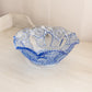 Vintage LE Smith Medium Ruffled Blue Glass Quintec Bowl