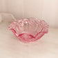 Vintage LE Smith Medium Ruffled Pink Glass Quintec Bowl