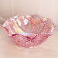 Vintage LE Smith Medium Ruffled Pink Iridescent Glass Quintec Bowl