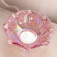 Vintage LE Smith Medium Ruffled Pink Iridescent Glass Quintec Bowl