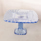 Vintage LE Smith Medium Square Blue Glass Trellis Cake Stand