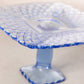 Vintage LE Smith Medium Square Blue Glass Trellis Cake Stand