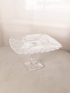 Vintage LE Smith Medium Square Clear Glass Trellis Cake Stand