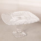 Vintage LE Smith Medium Square Clear Glass Trellis Cake Stand