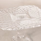 Vintage LE Smith Medium Square Clear Glass Trellis Cake Stand