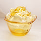 Vintage LE Smith Medium Yellow Glass Covered Rose Lidded Dish