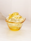 Vintage LE Smith Medium Yellow Glass Covered Rose Lidded Dish