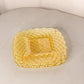 Vintage LE Smith Medium Yellow Glass Trellis Plate (Set of 2)