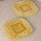 Vintage LE Smith Medium Yellow Glass Trellis Plate (Set of 2)